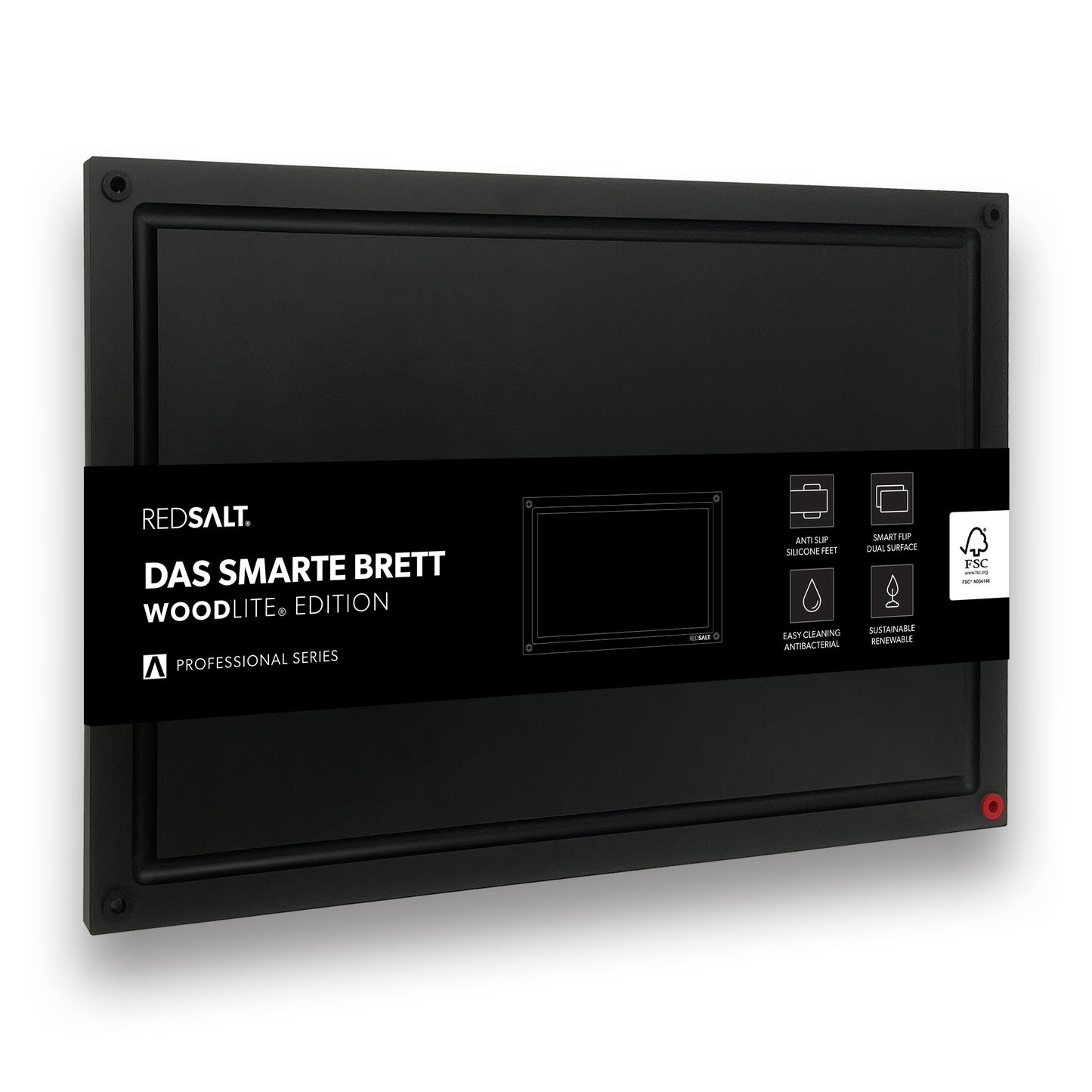 WOODLITE Schneidebrett L aus Holzfaser – rutschfest, spülmaschinenfest & langlebig (38×25×1,2 cm)
