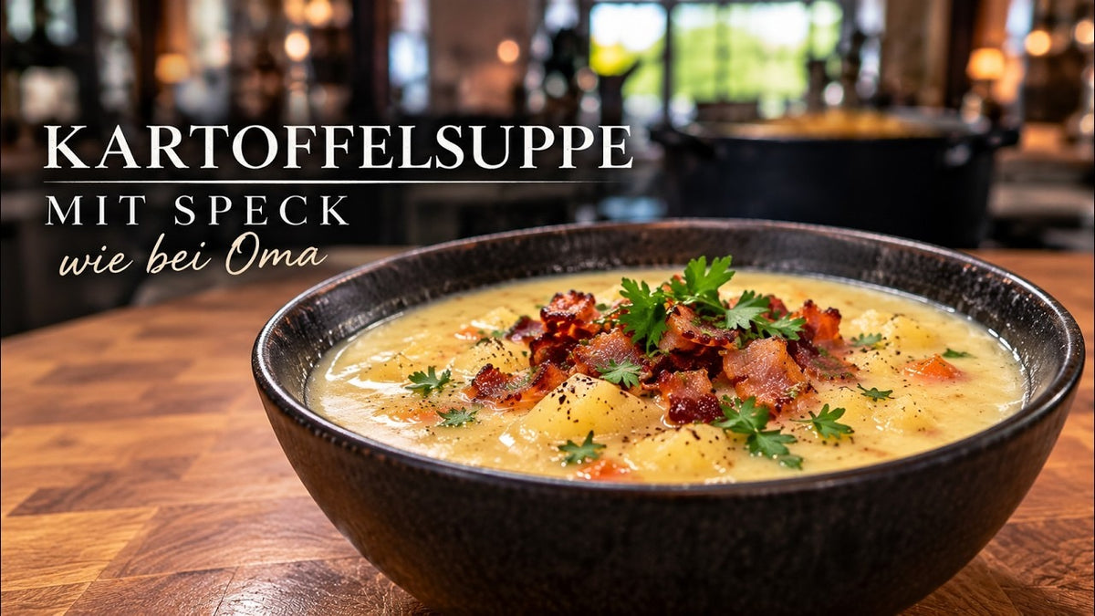 Video laden: Stephan Schnieder bereitet Kartoffelsuppe mit Speck zu wie bei Oma